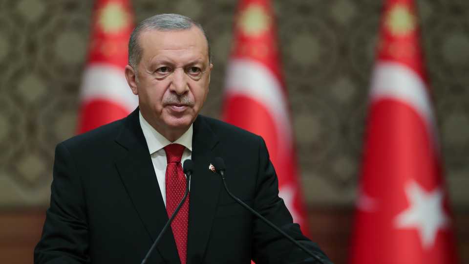 Turkish President Recep Tayyip Erdogan addresses the nation on the fourth anniversary of July 15, 2016 defeated coup in Ankara, Turkey on July 15, 2020.