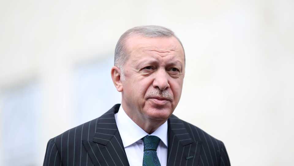 Turkish President Recep Tayyip Erdogan speaks to the media after performing Friday prayer in Istanbul, Turkey on July 17, 2020.