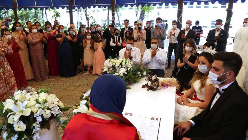 A civil wedding ceremony in Diyarbakir, Turkey, July 2, 2020.