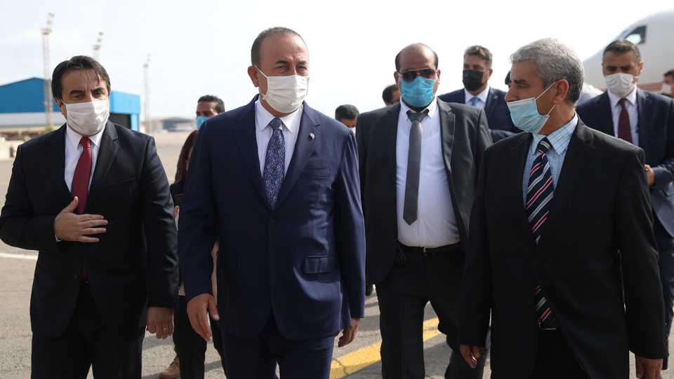Turkish Minister of Foreign Affairs Mevlut Cavusoglu arrives in Libya at the head of a delegation.