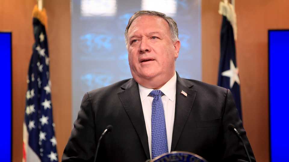 US Secretary of State Mike Pompeo speaks during a news conference at the State Department in Washington, DC on August 5, 2020.