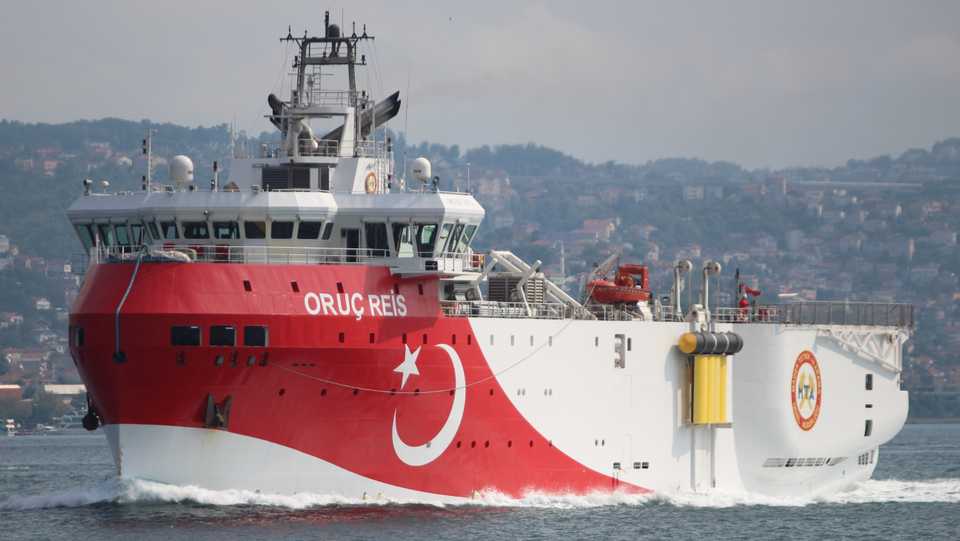 Turkish seismic research vessel Oruc Reis sails in the Bosphorus in Istanbul, Turkey, October 3, 2018. Picture taken October 3, 2018.