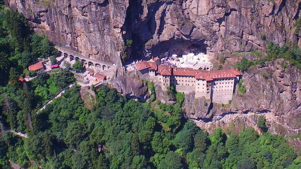 FILE PHOTO: Aerial view of Sumela Monastery in in Turkey's Black Sea province.