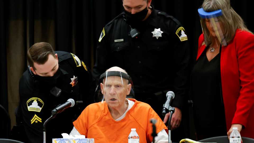 Former police officer Joseph James DeAngelo Jr. attends a hearing on crimes attributed to the Golden State Killer at the Sacramento County courtroom, in Sacramento, California, US, June 29, 2020.