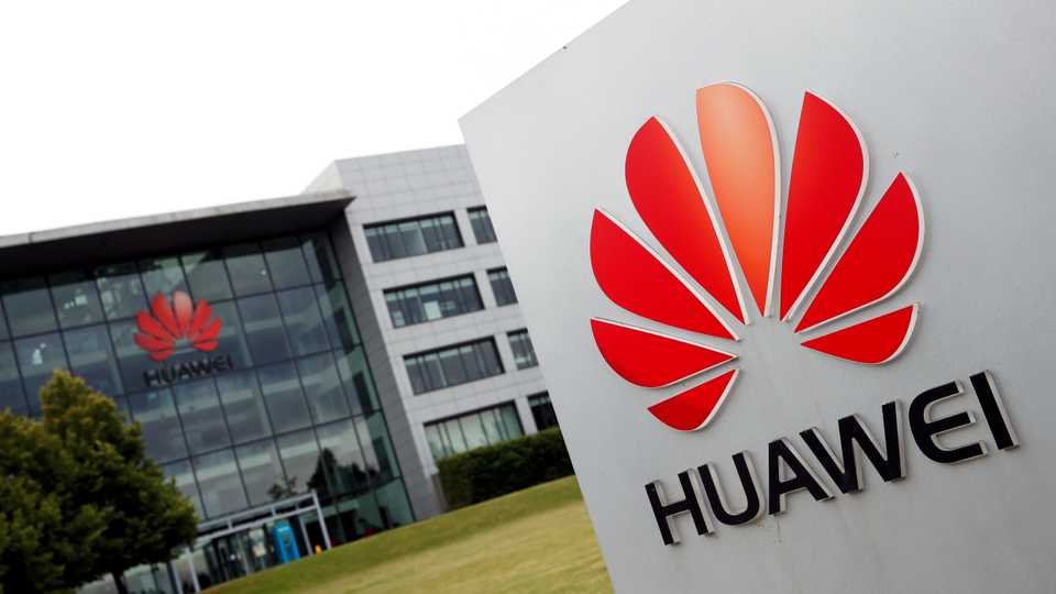 The Huawei headquarters building is pictured in Reading, Britain on July 14, 2020.