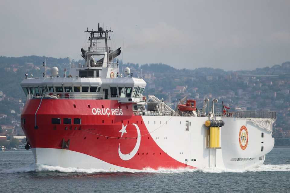 Turkish seismic research vessel Oruc Reis sails in the Bosphorus in Istanbul, Turkey, October 3, 2018.