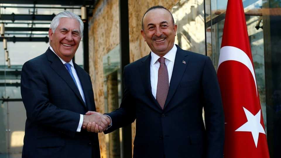 US Secretary of State Rex Tillerson meets with Turkish Foreign Minister Mevlut Cavusoglu in Istanbul, Turkey, July 9, 2017.