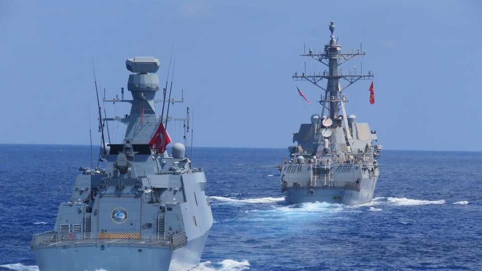 Turkish frigate TCG Barbaros and TCG Burgazada corvettes have conducted maritime training with American destroyer USS Winston S. Churchill in the eastern Mediterranean on August 26, 2020.