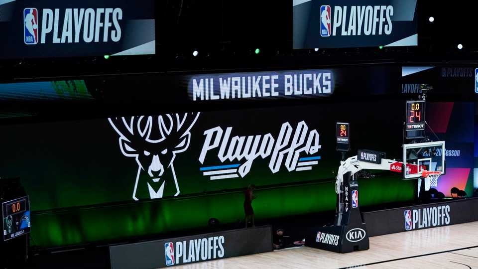 Milwaukee Bucks signage. File photo August 26, 2020,