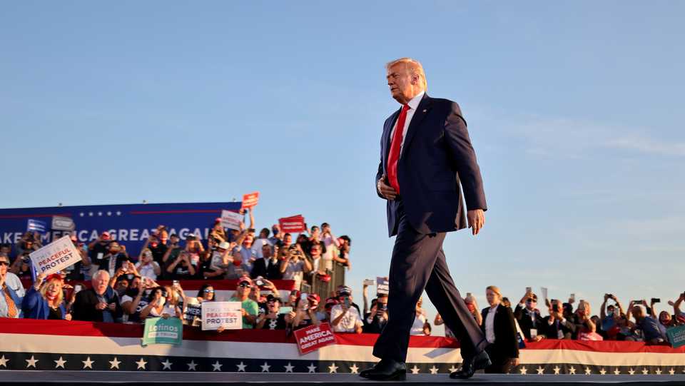 US President Donald Trump holds a campaign rally in Londonderry, New Hampshire, US, August 28, 2020.