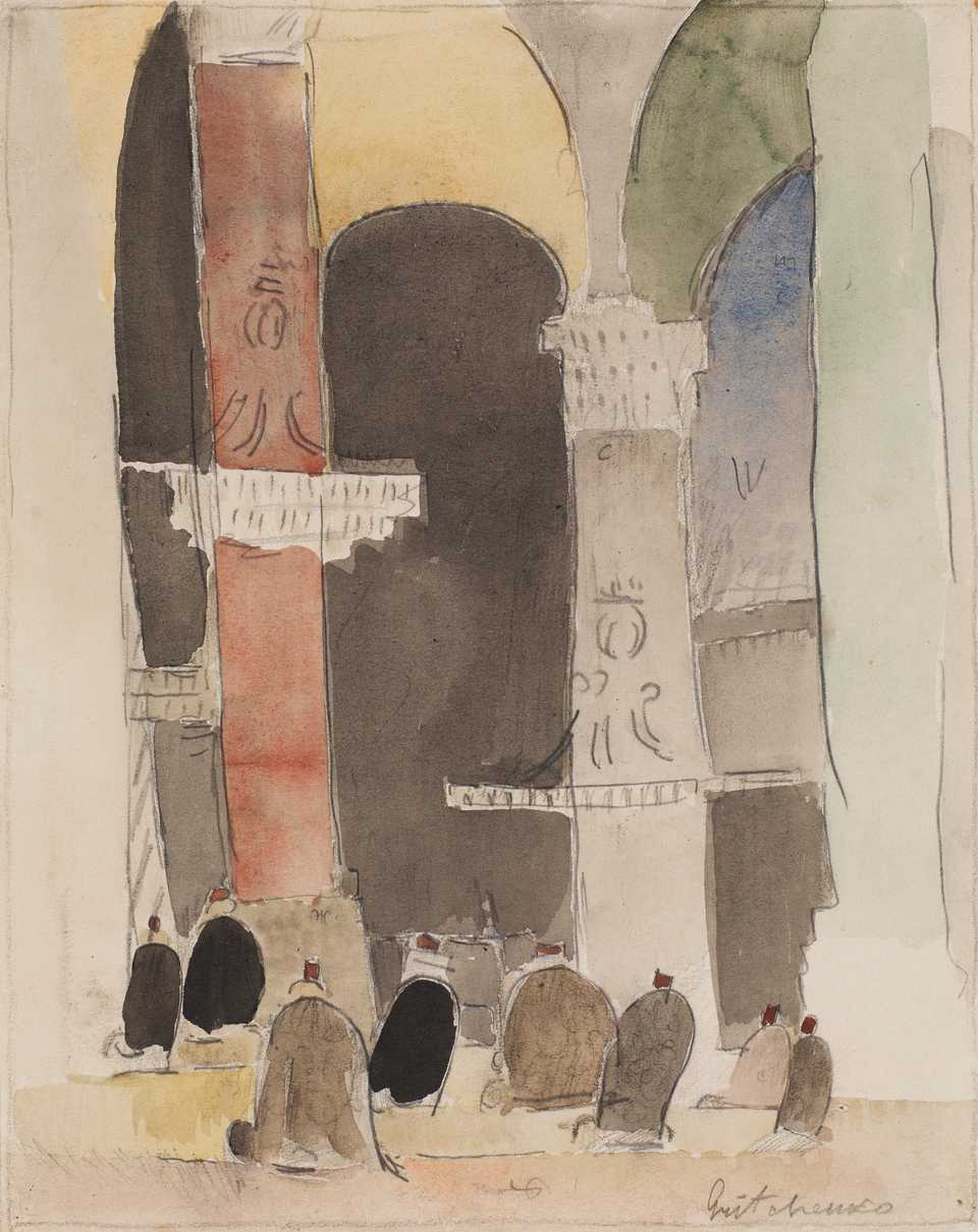 Alexis Gritchenko, Hagia Sophia, 1920, watercolor and pencil on paper, 26 x 20.5 cm, signed. Omer Koc Collection.