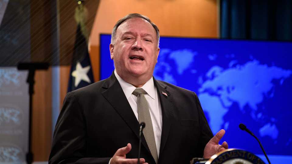 US Secretary of State Mike Pompeo speaks during a news conference at the State Department in Washington, DC, US, September 2, 2020.