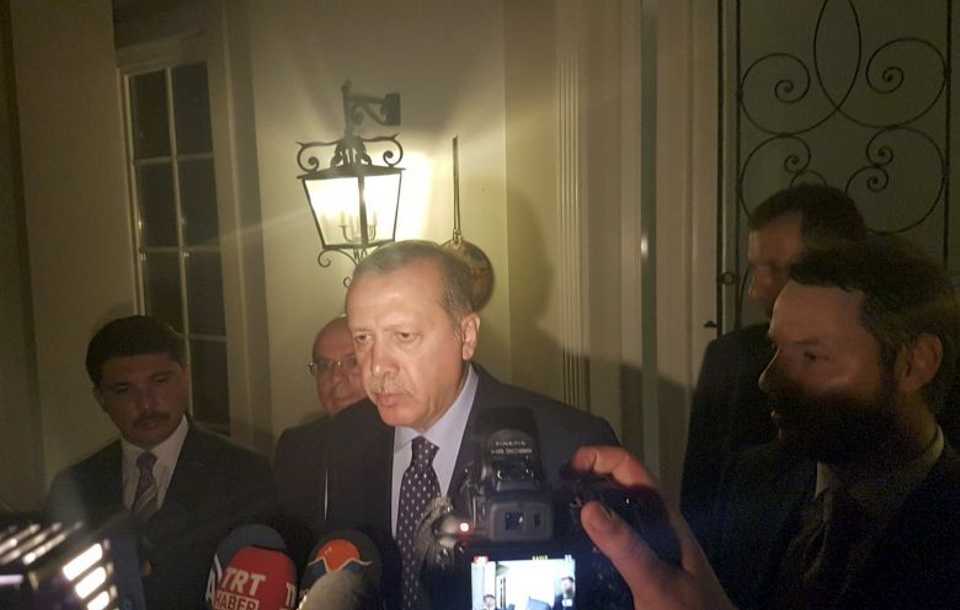 Erdogan held a press conference in front of the hotel on the night of the coup. 