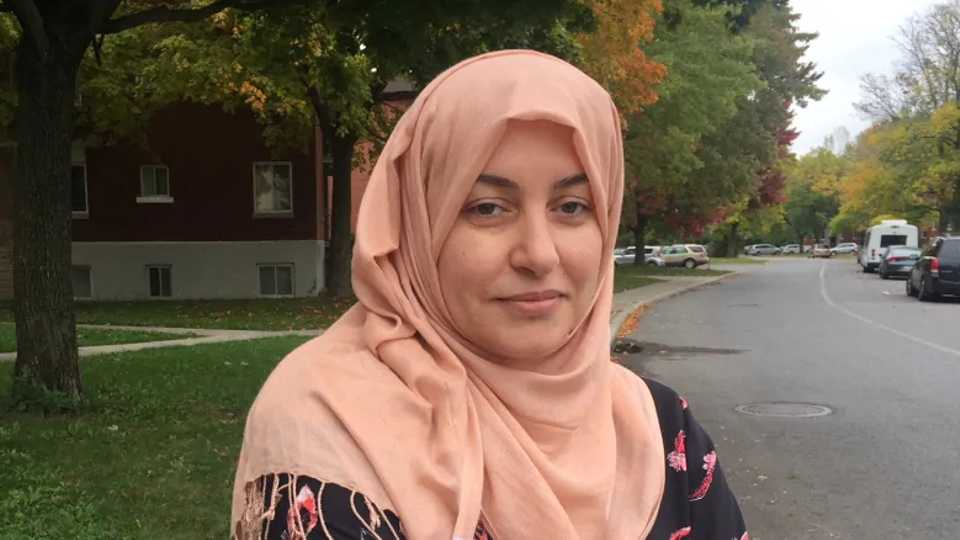 Rania el Alloul, seen here in 2018, refused to remove her hijab in 2015 when Quebec court Judge Eliana Marengo told her she was not suitably dressed.