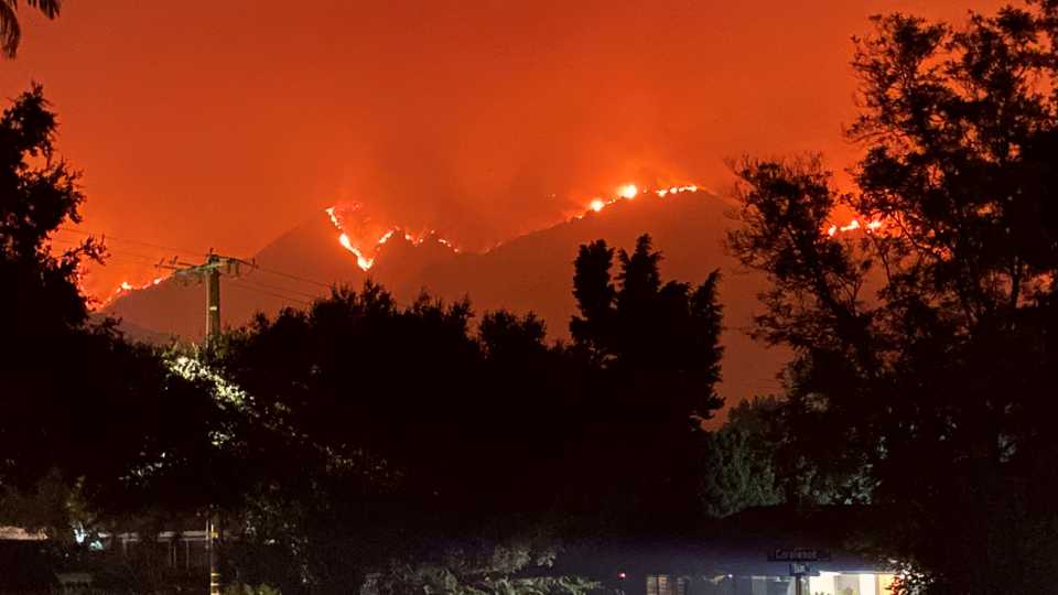 Bobcat fire approaches Sierra Madre and Arcadia communities in California, US on September 13, 2020.