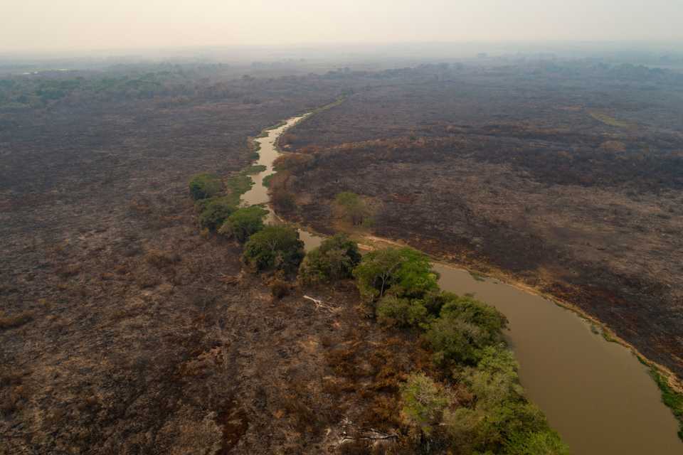 An recently burned area at the Encontro das Aguas park at the Pantanal wetlands near Pocone, Mato Grosso state, Brazil, September 12, 2020.