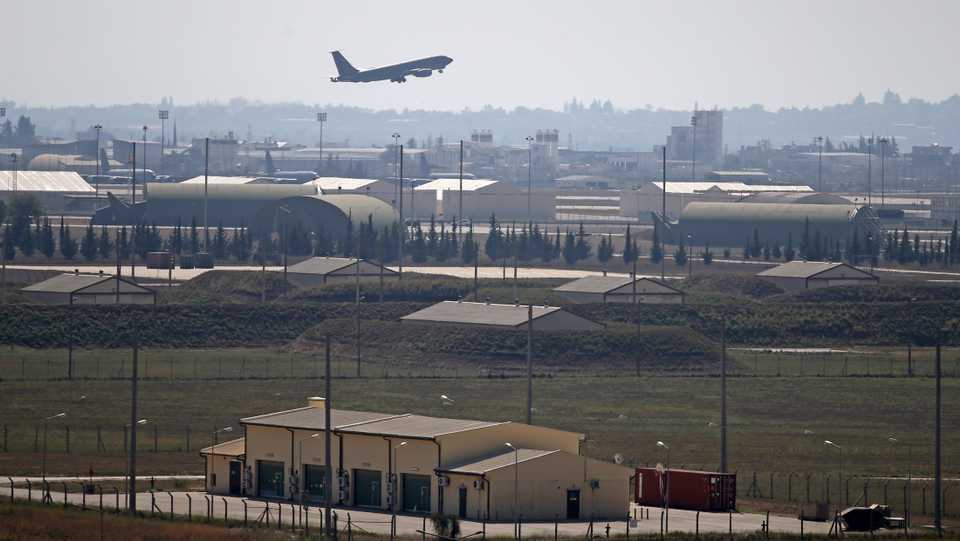 A warplane of Turkish military aircraft takes off at the Incirlik 10th Tanker Base Command in Saricam district, in Adana as Turkish troops along with the Syrian National Army began Operation Peace Spring in northern Syria against PKK/YPG, Daesh terrorists, in Adana, Turkey on October 10, 2019.