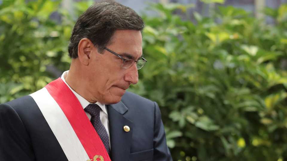 Peru's President Martin Vizcarra attends a swearing-in ceremony at the government palace in Lima, Peru. October 3, 2019.