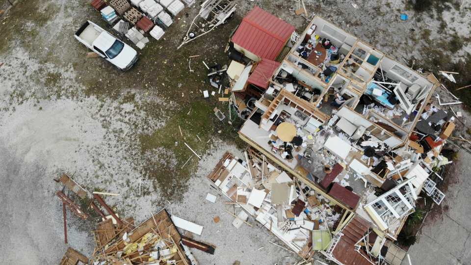 A damaged business is seen in the aftermath of Hurricane Sally, Thursday, Sept. 17, 2020, in Perdido Key, Fla.