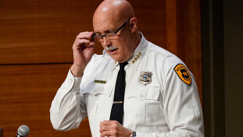 Salt Lake City Chief of Police Mike Brown speaks during a news conference about a 13-year-old Utah boy with autism who was shot by police. September 21, 2020.