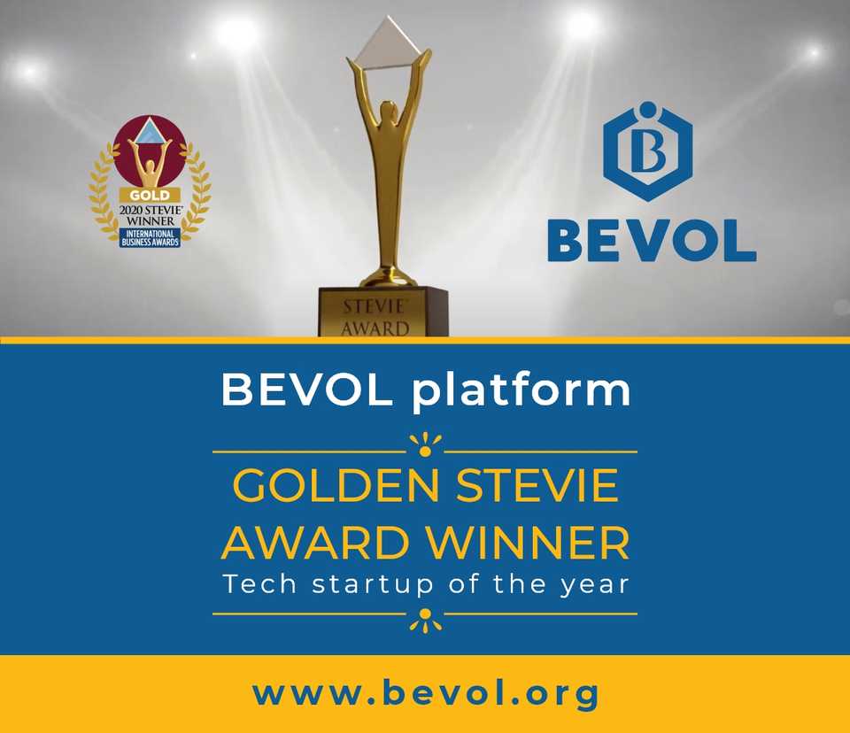 Bevol won Golden Stevie Award 2020 Tech Startup of the Year.