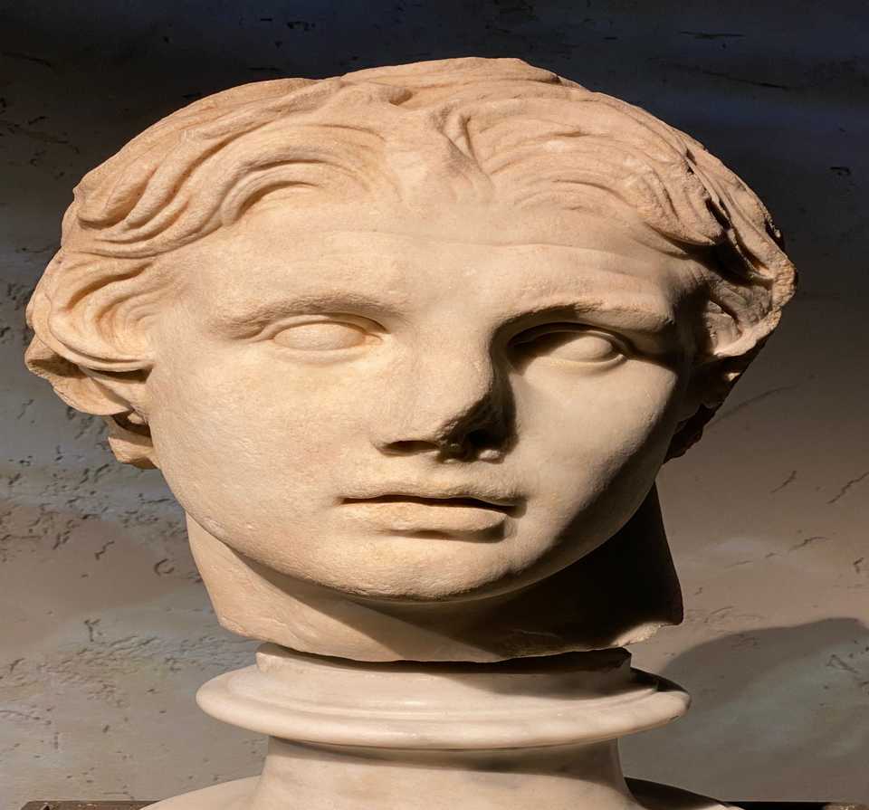 The head of Alexander the Great, from the Hellenistic period.