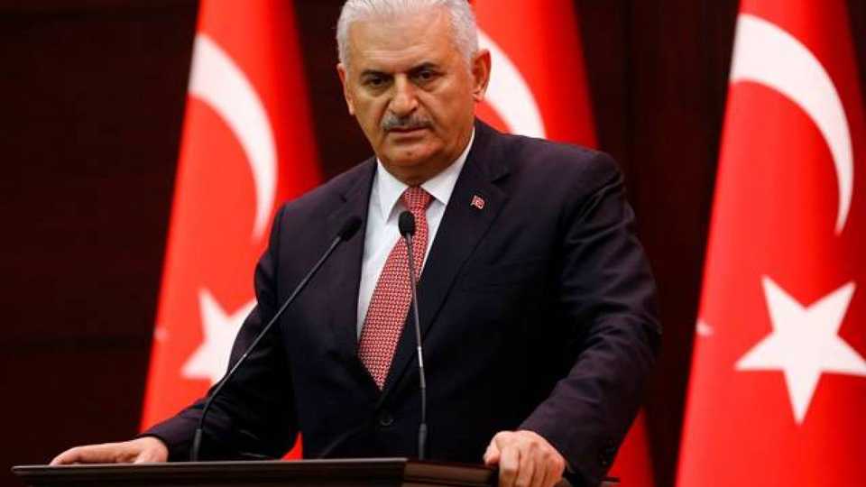 Turkish Prime Minister Binali Yildirim speaking in the capital, Ankara.