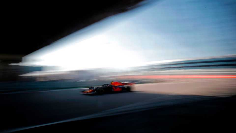 Red Bull's Dutch driver Max Verstappen steers his car during the Formula One Russian Grand Prix at the Sochi Autodrom Circuit in Sochi on September 27, 2020.