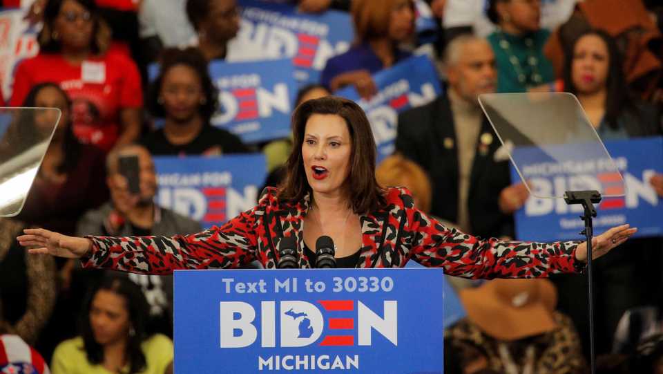 Michigan Governor Gretchen Whitmer speaks during a campaign event for Democratic presidential candidate Joe Biden in Detroit, Michigan, US, on March 9, 2020.