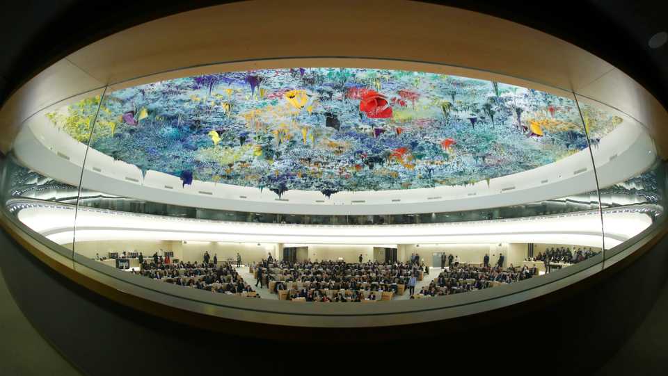 Overview of the session of the Human Rights Council during the speech of UN High Commissioner for Human Rights Michelle Bachelet at the United Nations in Geneva, Switzerland, February 27, 2020.