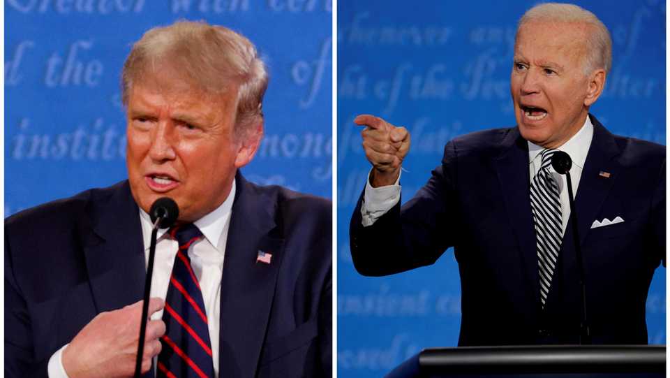 US President Donald Trump and Democratic presidential nominee Joe Biden during the first 2020 presidential campaign debate in Cleveland, Ohio. September 29, 2020.