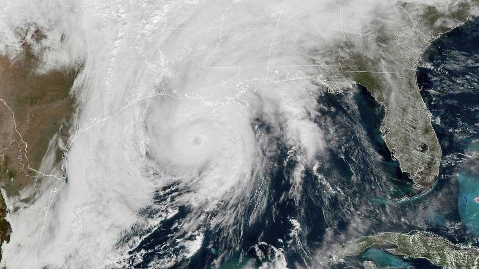 The satellite image taken on October 28, 2020, shows Hurricane Zeta in the Gulf of Mexico near Louisiana.