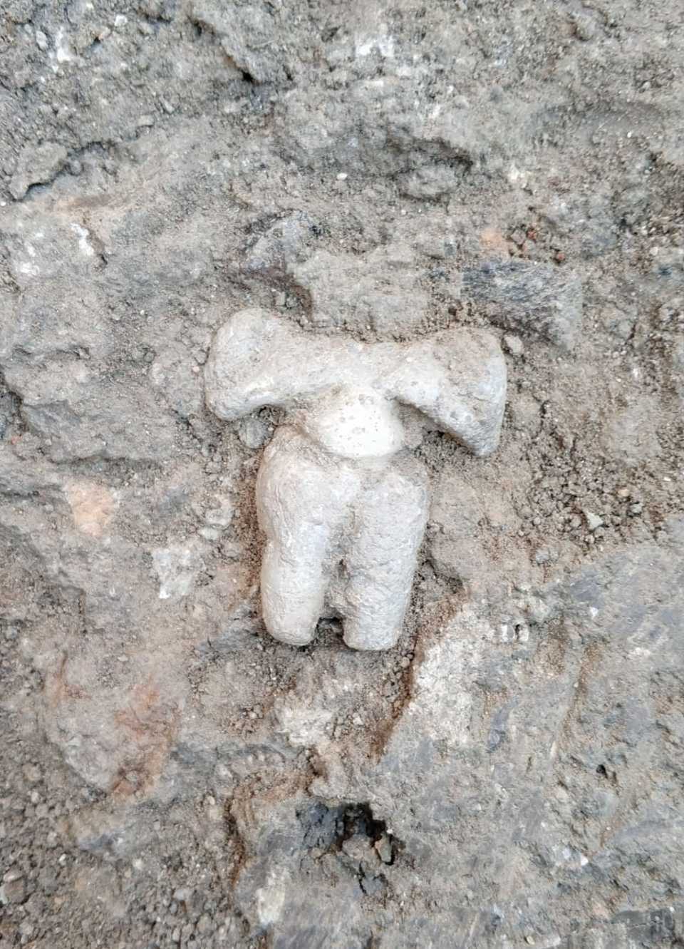 The marble mother goddess figurine was found at the excavation site at Yesilova, Izmir, Turkey.
