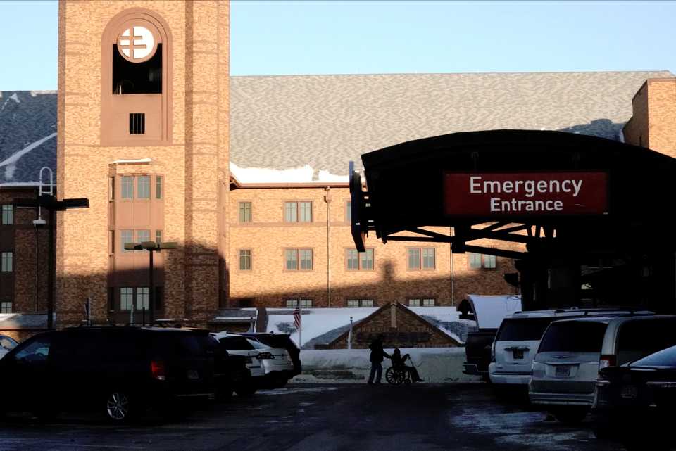 A general view of the entrance to the emergency room at the Sanford USD Medical Center, a 545-bed hospital, as the coronavirus disease (Covid-19) outbreak continues in Sioux Falls, South Dakota, U.S., October 27, 2020.