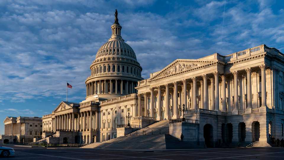 The Senate side of the US Capitol is seen on the morning of Election Day in Washington, November 3, 2020.