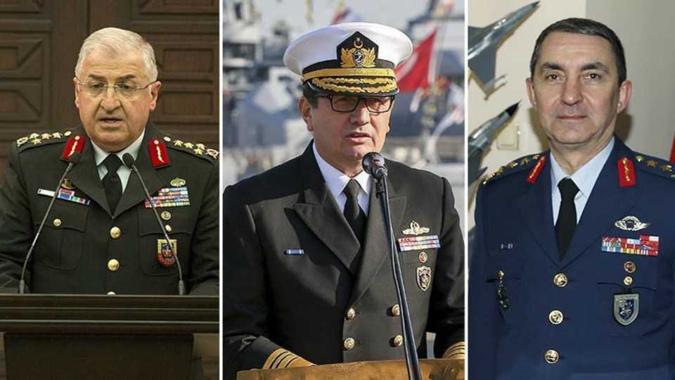 Former Gendarmerie Commander Gen. Yasar Guler (L), Vice Adm. Adnan Ozbal (C), and Gen. Hasan Kucukakyuz are named new army, navy and air force chiefs respectively