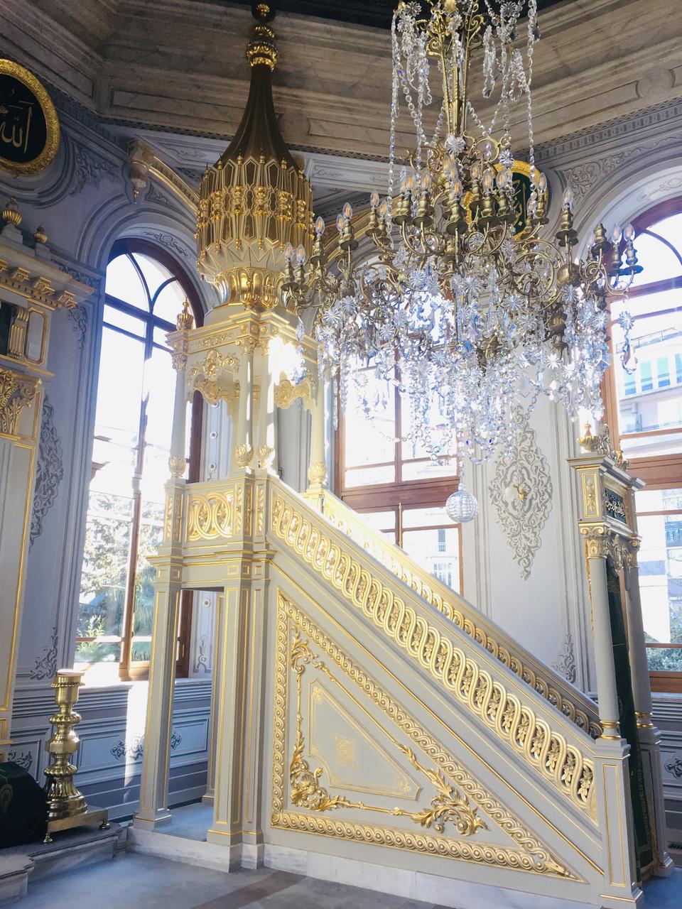 The minbar, where the imam will often deliver sermons to the congregation.