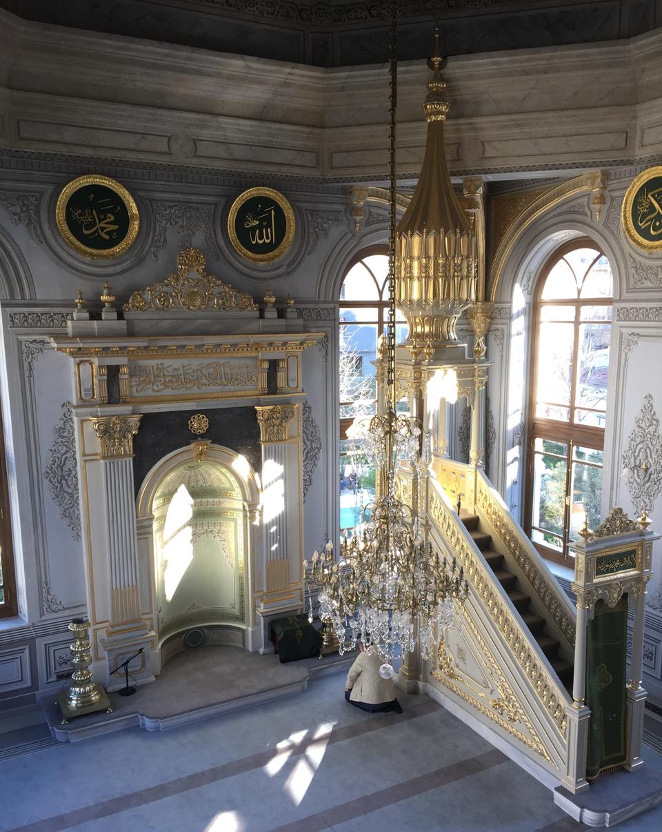 The unique Ottoman baroque design of Tesvikiye mosque after renovation.