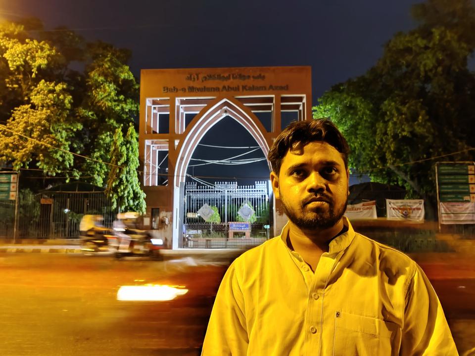 Tanha during his visit to Jamia Millia Islamia University in Delhi after being released from jail. Tanha played a significant role in starting the Jamia protest which inspired the nationwide anti-CAA movement.