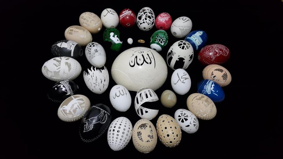 A collection of Hamit Hayran’s egg art.