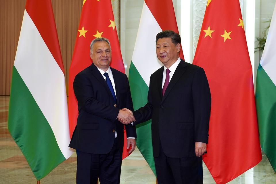 Chinese President Xi Jinping shakes hands with Hungarian Prime Minister Viktor Orban before the bilateral meeting of the Second Belt and Road Forum at the Great Hall of the People, in Beijing, China April 25, 2019.