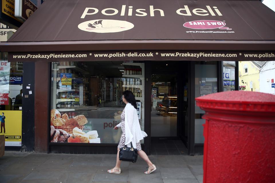 A Polish delicatessen is seen in Hammersmith, West London, in 2016.