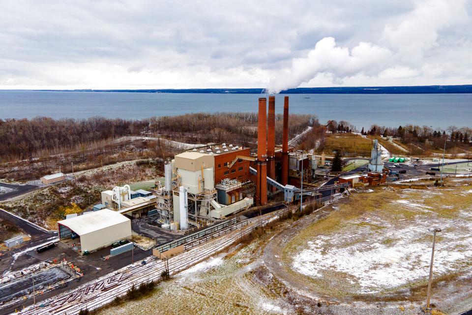 The Greenidge Generation bitcoin mining facility is in a former coal plant by Seneca Lake in Dresden, New York.