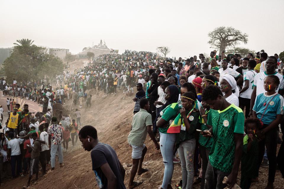 Moments before the match’s start thousands took to the streets to watch the match that would see them through to the end of the month-long Afcon championship.