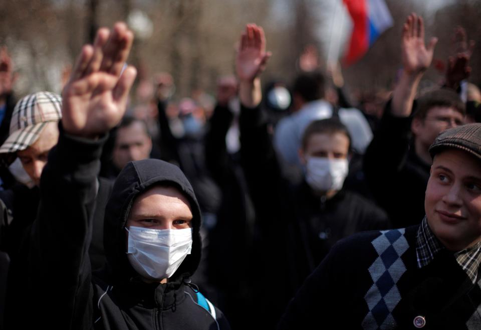 In Russia, ultra-nationalists often gather on the streets and openly give a fascist salute while pressing their fascist demands.