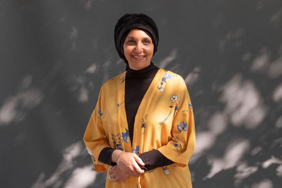 Sudanese writer Leila Aboulela at the 2018 Edinburgh International Book Festival in Scotland.