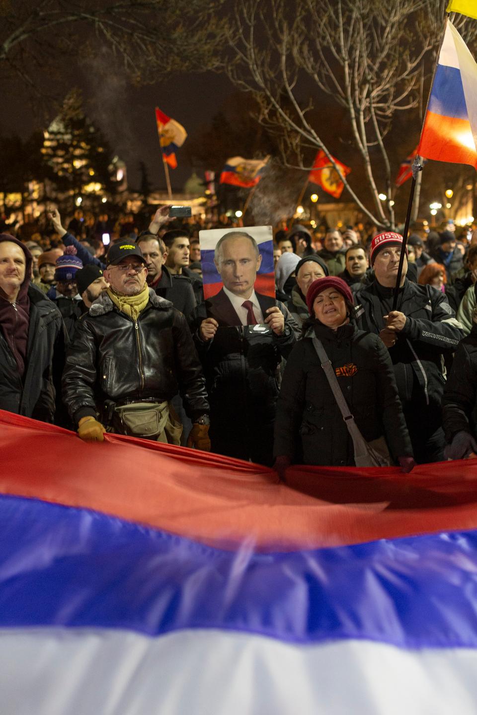 Thousands of pro-Russian Serbs marched through Belgrade in support of Moscow's attack on Ukraine on March 4.