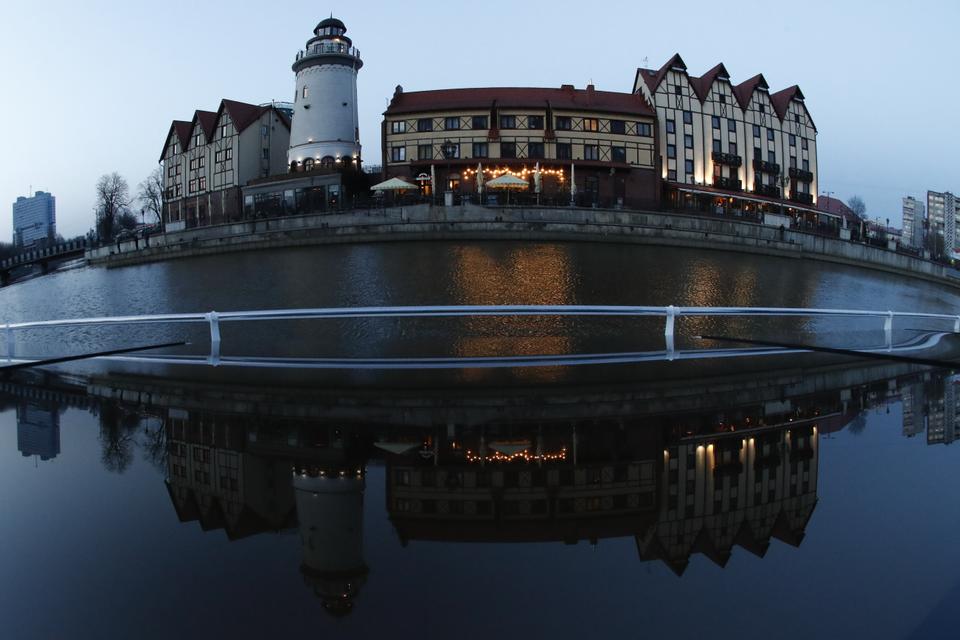 A general view shows the city of Kaliningrad, which is situated on the Pregolya River, being the only ice-free port in the Baltic Sea.