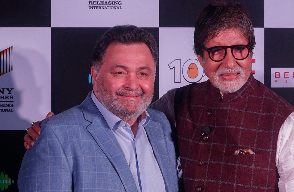 Rishi Kapoor (L), scion of Bollywood's most famous Kapoor family, owns Amitabh Bachchan whose grandson has a role in The Archies.