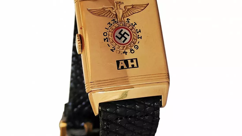 The auction house noted the item was “a gold Andreas Huber reversible wristwatch, given to Adolf Hitler himself most likely on April 20, 1933, ... on his 44th birthday.